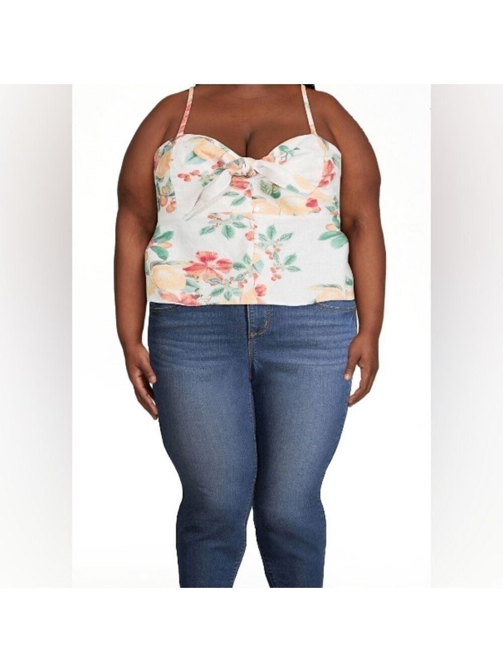 Sofia Jeans by Sofia Vergara Women's Knot Front Peplum Top 3XL NWT